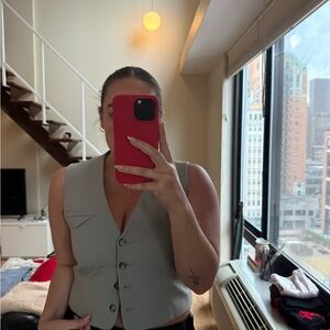 Zara Gray Buttoned Vest Top